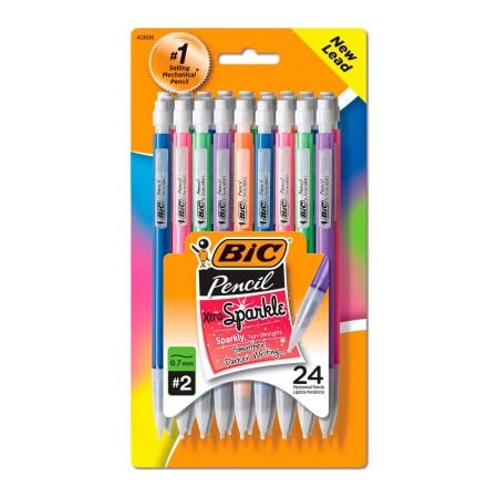 Bic BIC Xtra-Sparkle Mechanical Pencil, 0.7 mm, HB #2.5, Black Lead, Asstd Barrel Colors, 24/Pk MPLP241